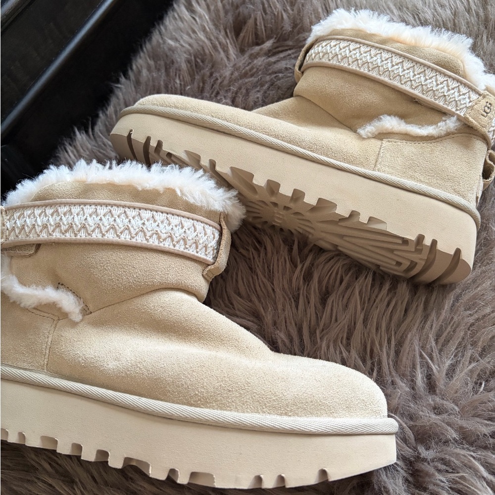 UGG Tan Winter Boots with Cream Fur
